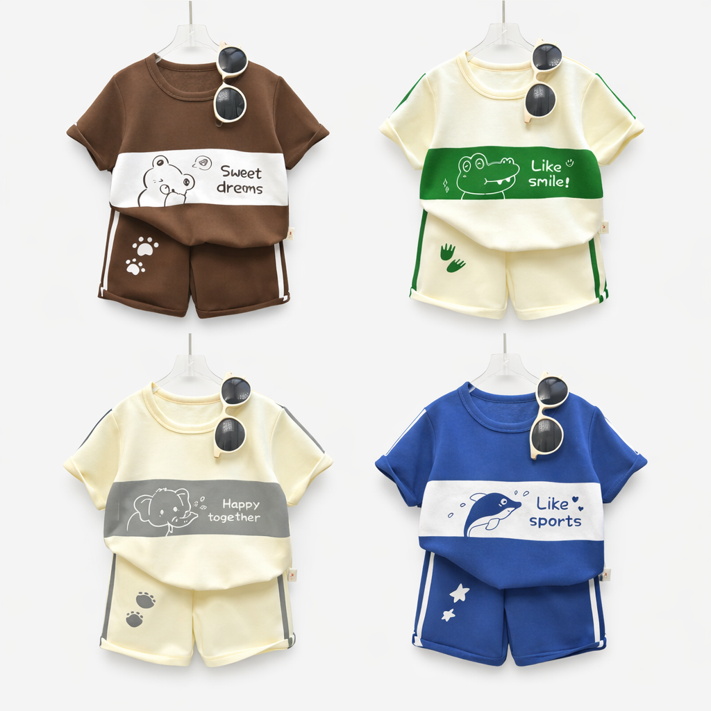 Kids Summer Striped Set – Short Sleeve Top + Shorts (1–6Y)