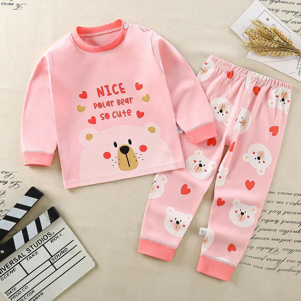 Kids Winter Cotton Pajama Set – Warm Long‑Sleeve Outfit (9M–8Y)