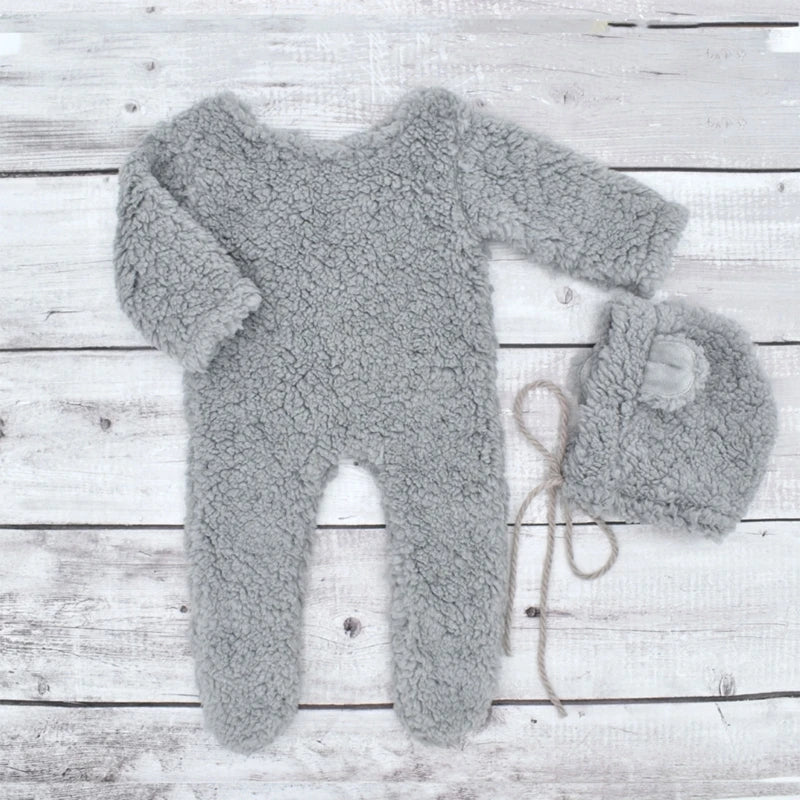 Newborn Bear Photo Shoot Jumpsuit Set