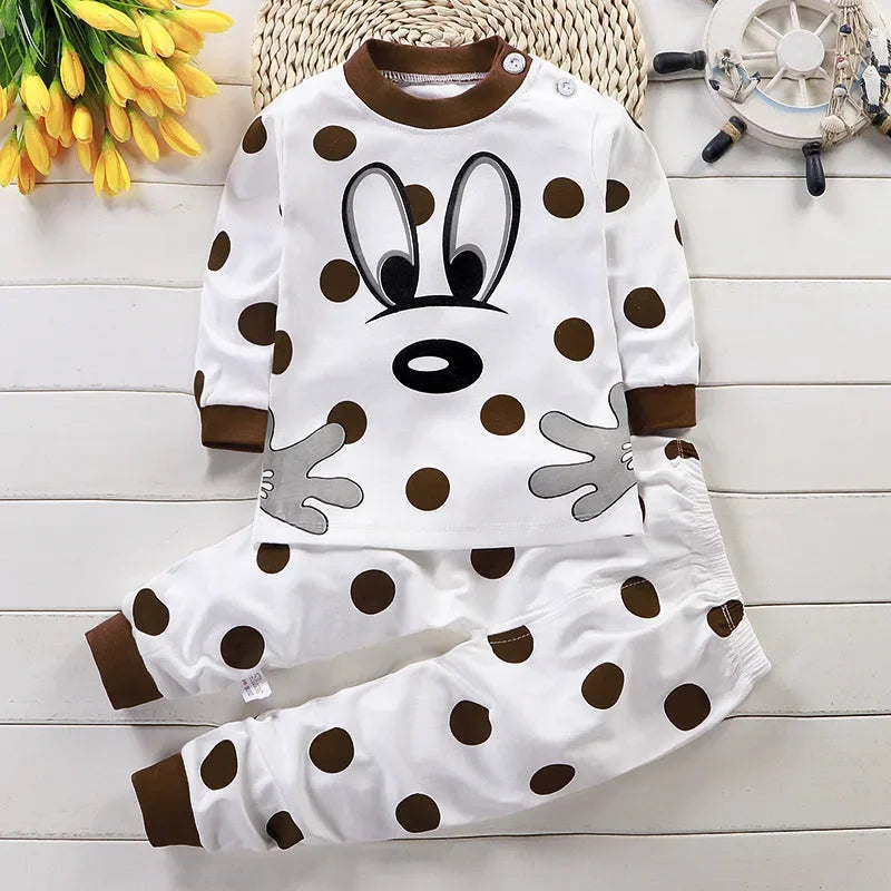 Kids Winter Cotton Pajama Set – Warm Long‑Sleeve Outfit (9M–8Y)