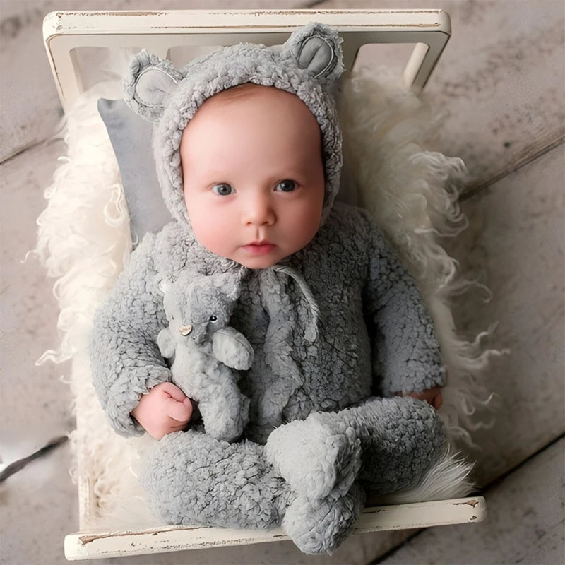 Newborn Bear Photo Shoot Jumpsuit Set