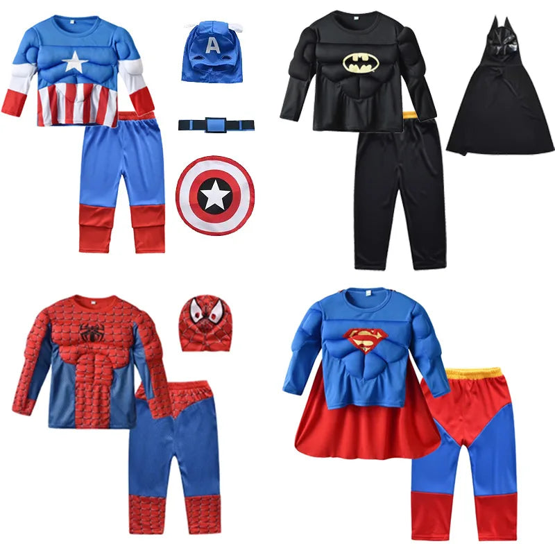 Superhero Costume Set – Captain America, Spiderman, Batman & Superman