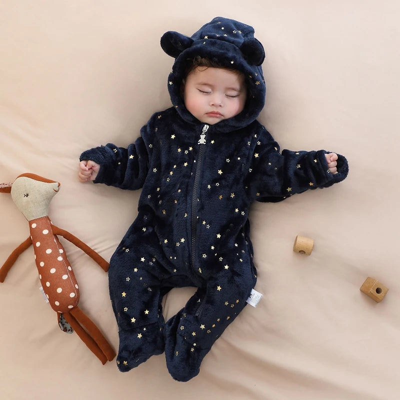 Unisex Baby Flannel Jumpsuit – Cozy Winter Outfit (0–9M)