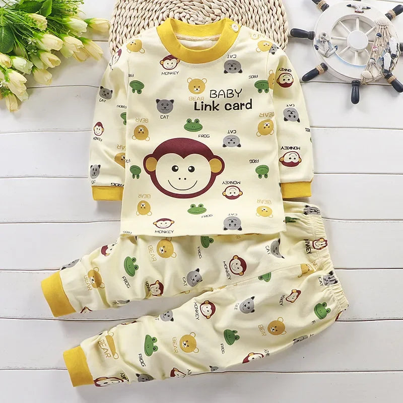 Kids Winter Cotton Pajama Set – Warm Long‑Sleeve Outfit (9M–8Y)