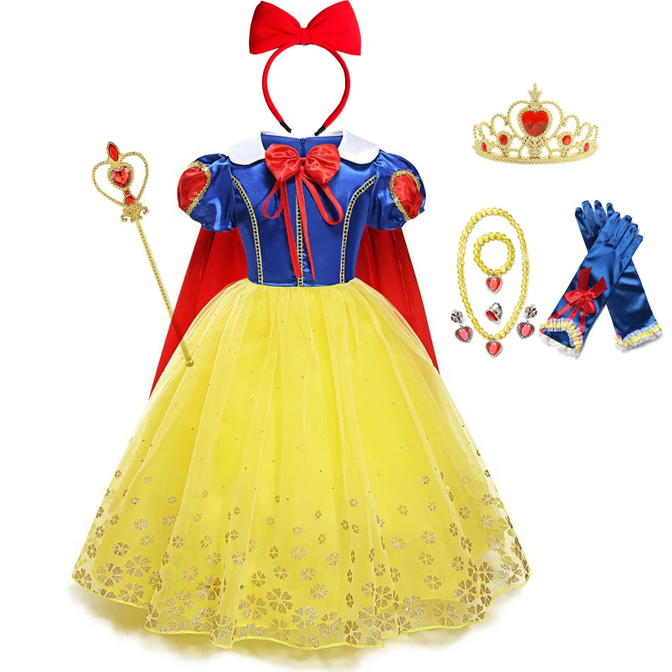 Girls Snow White Princess Costume Dress | Toddler & Kids Fancy Dress Outfit