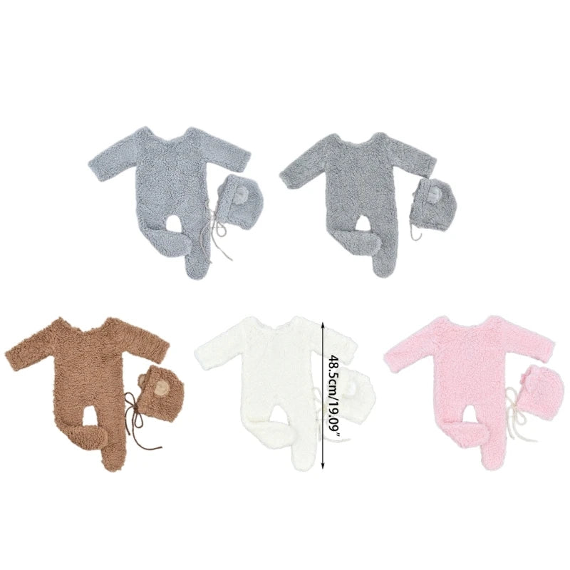 Newborn Bear Photo Shoot Jumpsuit Set