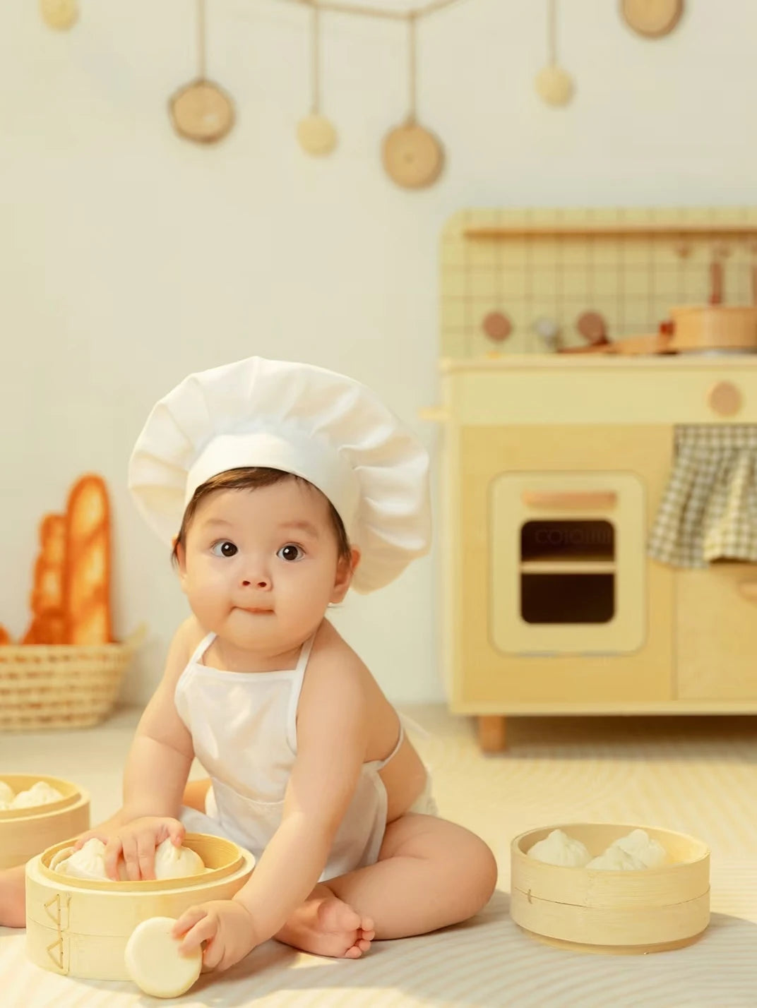 Newborn Chef Outfit Set – Baby Apron & Hat Photoshoot