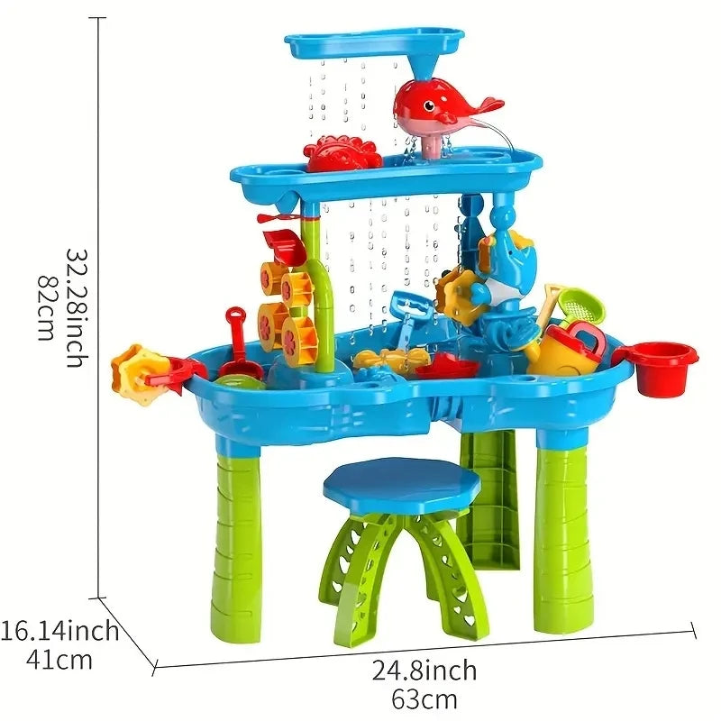 Kids Sand & Water Play Table – Beach Waterfall Activity Set