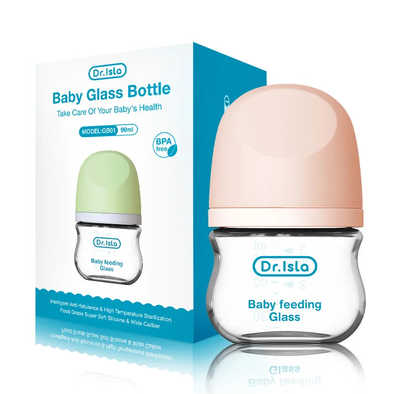 Dr. Isla Glass Baby Bottle – 90ML / 160ML  Anti-Colic, BPA-Free, Newborn Safe