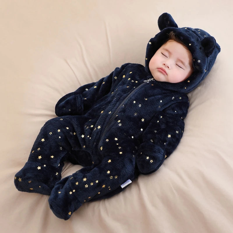 Unisex Baby Flannel Jumpsuit – Cozy Winter Outfit (0–9M)