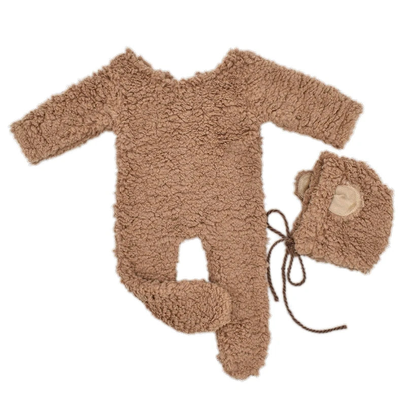 Newborn Bear Photo Shoot Jumpsuit Set