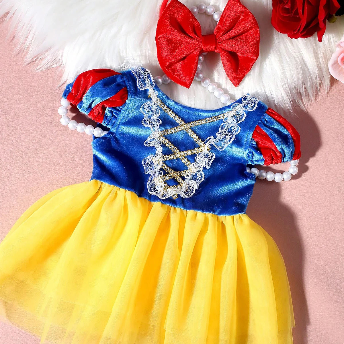 Newborn Tulle Princess Dress & Bow Headband – Baby Girl Photoshoot Outfit