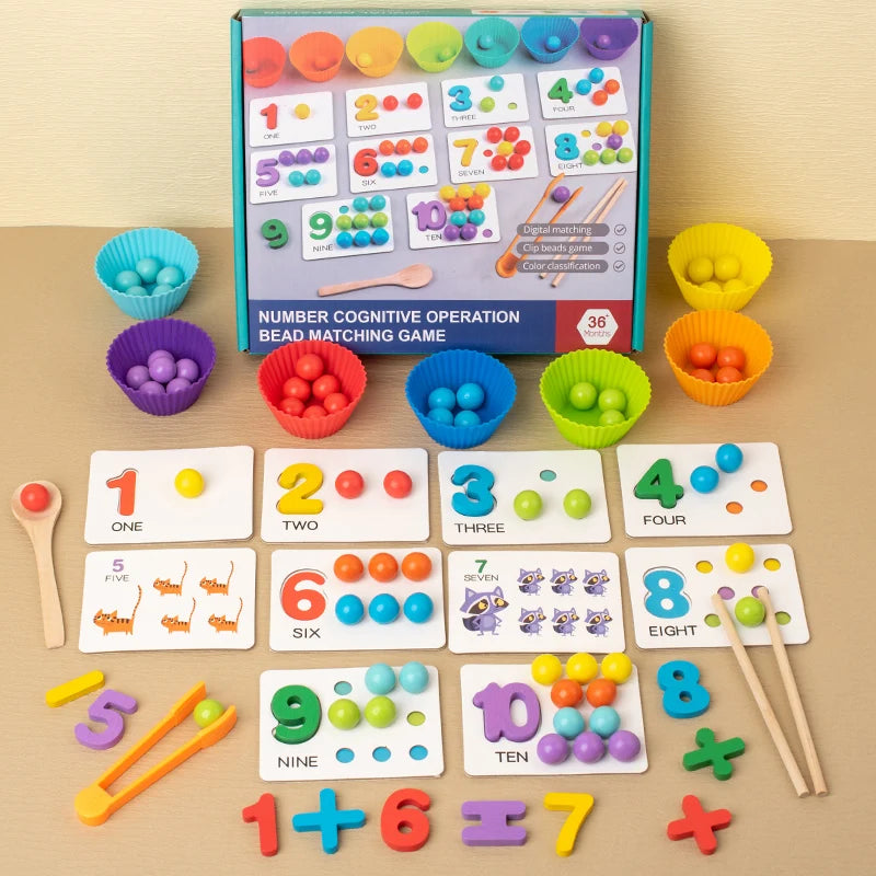 Wooden Clip Beads Sorting Toy