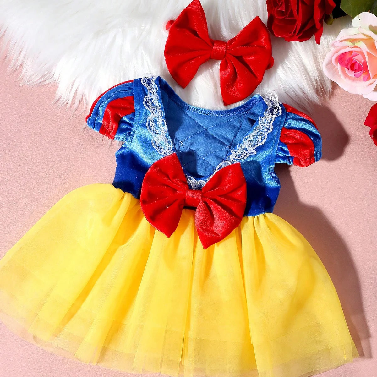 Newborn Tulle Princess Dress & Bow Headband – Baby Girl Photoshoot Outfit