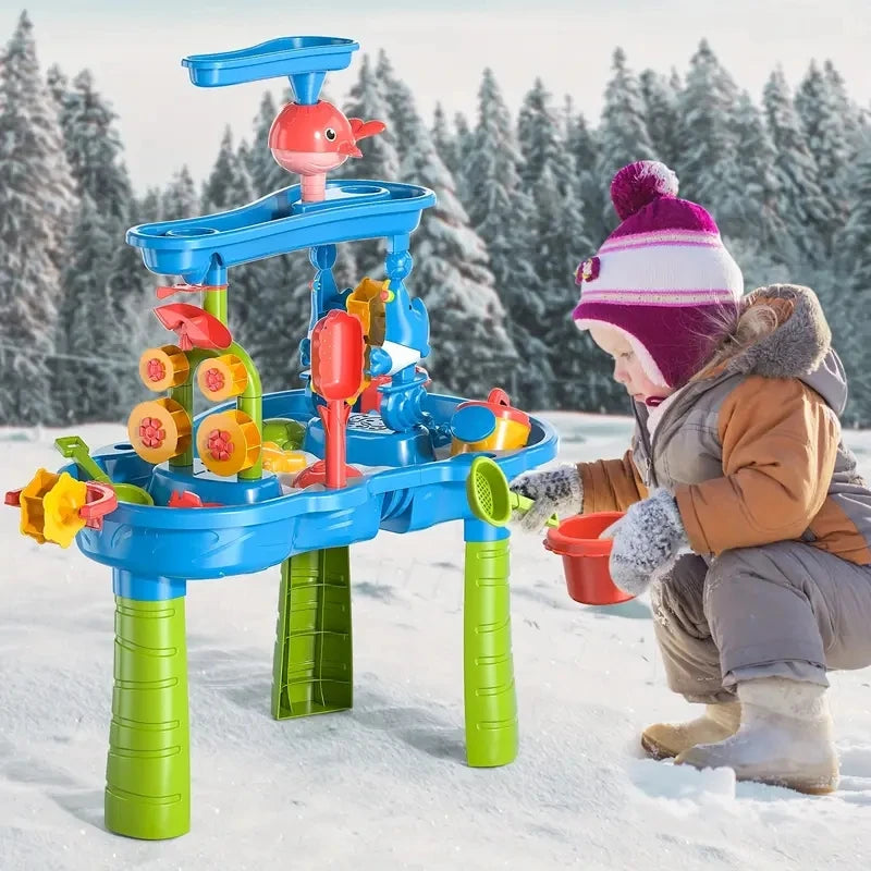 Kids Sand & Water Play Table – Beach Waterfall Activity Set