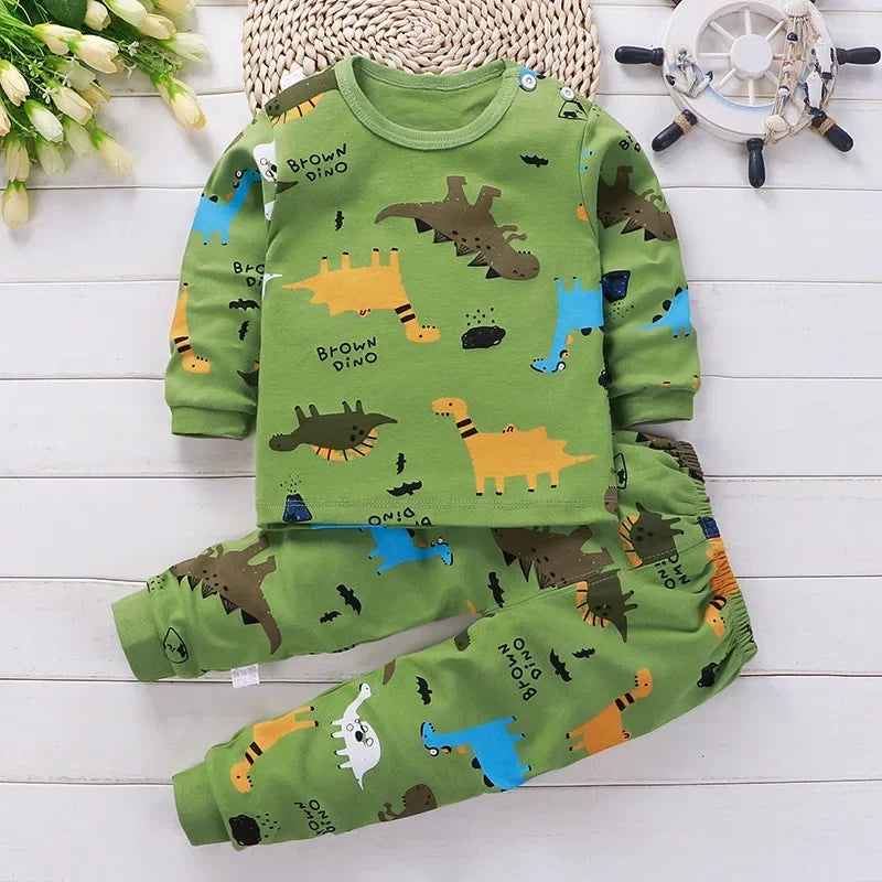 Kids Winter Cotton Pajama Set – Warm Long‑Sleeve Outfit (9M–8Y)