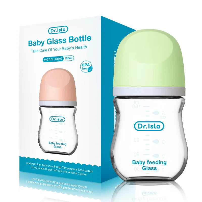 Dr. Isla Glass Baby Bottle – 90ML / 160ML  Anti-Colic, BPA-Free, Newborn Safe