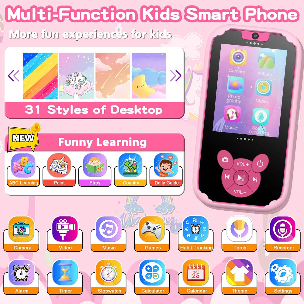 Kids Smart Learning Phone – Dual Camera & Music Player