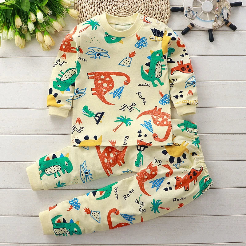 Kids Winter Cotton Pajama Set – Warm Long‑Sleeve Outfit (9M–8Y)