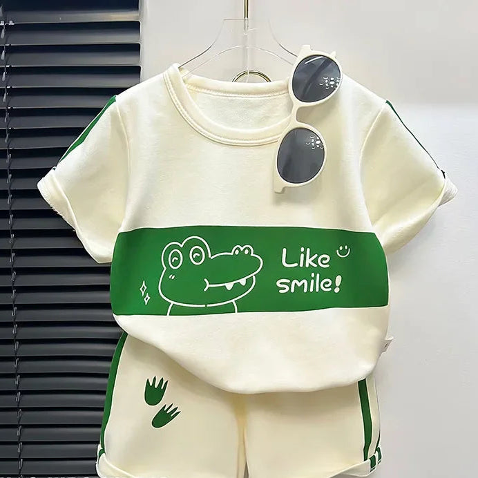 Kids Summer Striped Set – Short Sleeve Top + Shorts (1–6Y)