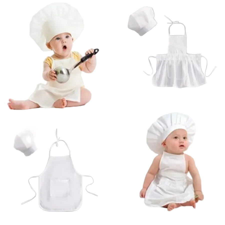 Newborn Chef Outfit Set – Baby Apron & Hat Photoshoot