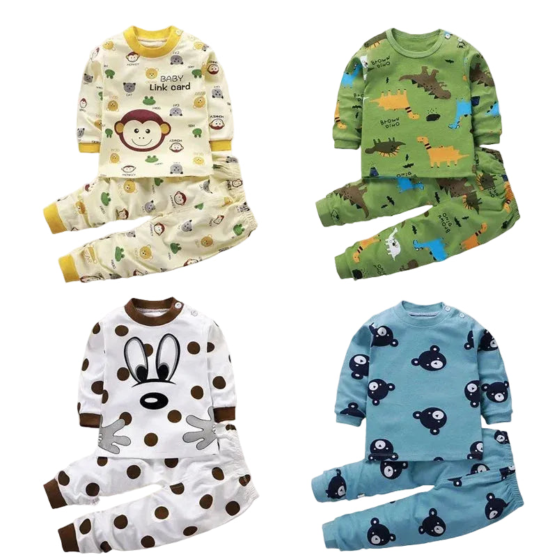 Kids Winter Cotton Pajama Set – Warm Long‑Sleeve Outfit (9M–8Y)