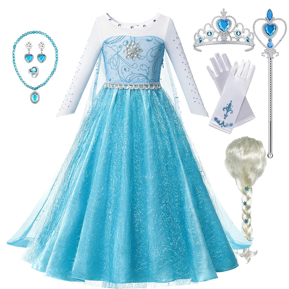 Frozen Princess Costume – Elsa or Anna Dress (2–10 Years)