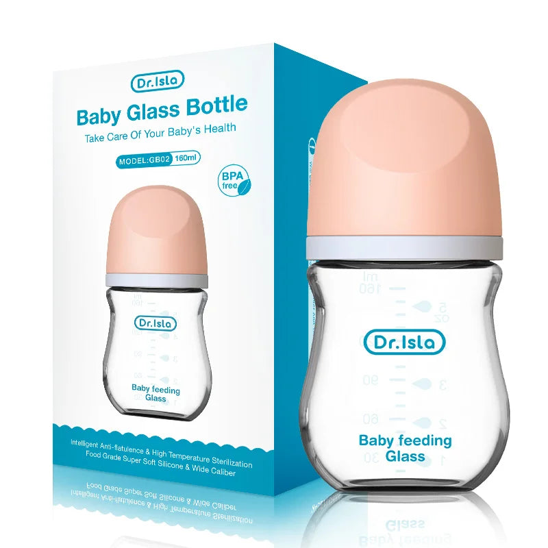 Dr. Isla Glass Baby Bottle – 90ML / 160ML  Anti-Colic, BPA-Free, Newborn Safe