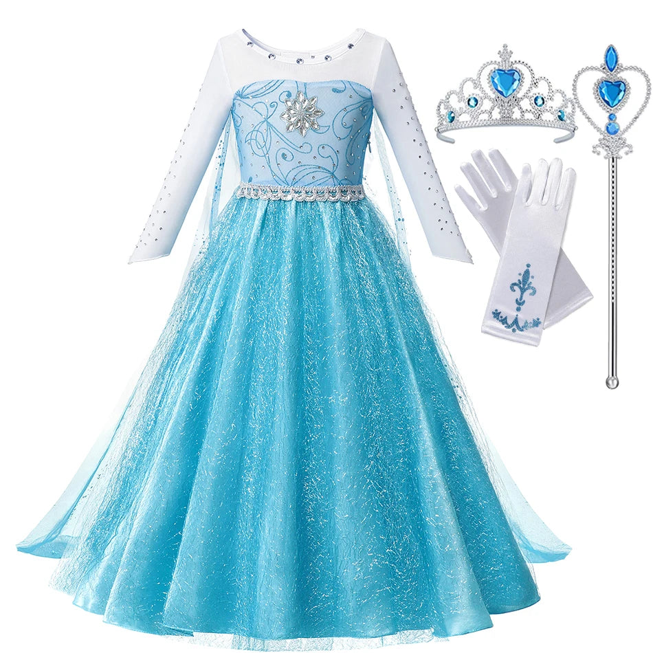 Frozen Princess Costume – Elsa or Anna Dress (2–10 Years)